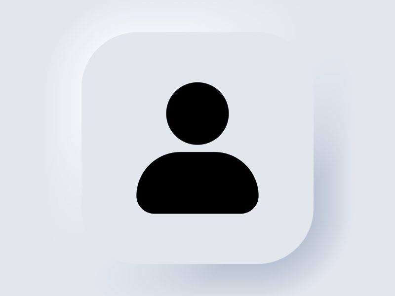 User icon. Human person symbol. Social profile icon. Avatar login sign. Web user symbol. Neumorphic UI UX white user interface web button. Neumorphism. Vector EPS 10.